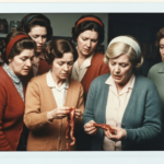 Group of women looking distressed while examining animal organs for haruspicy.