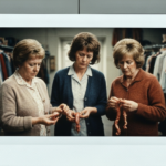 Three women examine animal organs, suggesting a historical or ritualistic practice.