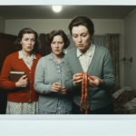 Three women in period clothing examine intestines, suggesting a scene of haruspicy.