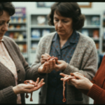 Three women examine animal organs, suggesting a scene related to haruspicy.