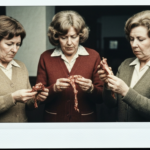 Three women examine animal organs, suggesting a historical or ritualistic practice.