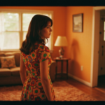 Woman in a colorful dress in a warm room. The image features pagination labels (344/1, 9) on the sides.